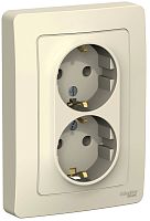 Розетка с заземлением Systeme Electric Blanca 1-м. 2-мод. шторки молочный картинка